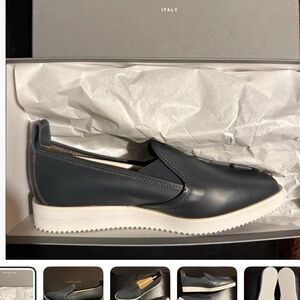 Women's Gray Everlane The Leather Street Shoes Flats Size 7 New w Box